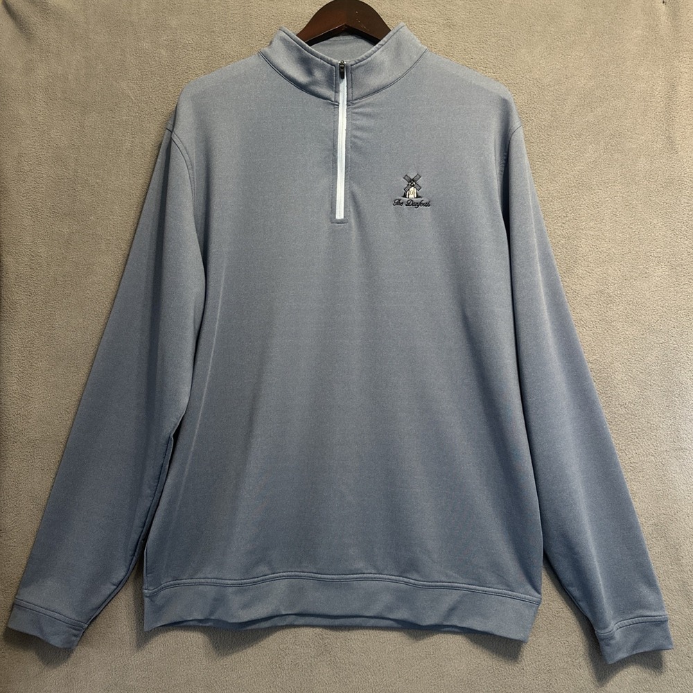 Peter Millar Perth Melange 1/4 Zip Pullover Mens XL Blue Performance Stretch